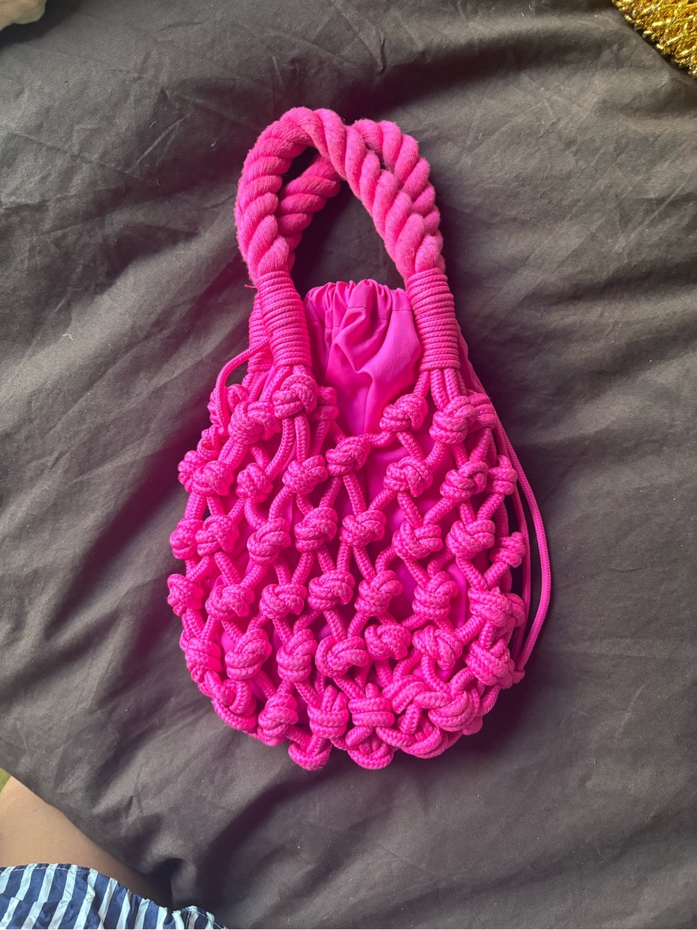 H&M Bright Pink Knotted Rope Mini Bag